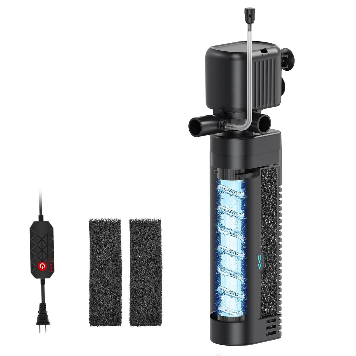 SYSENCIAGA 25W UV Aquarium Filter, 200 GPH Pump with Timer for 20-75 Gal Tanks