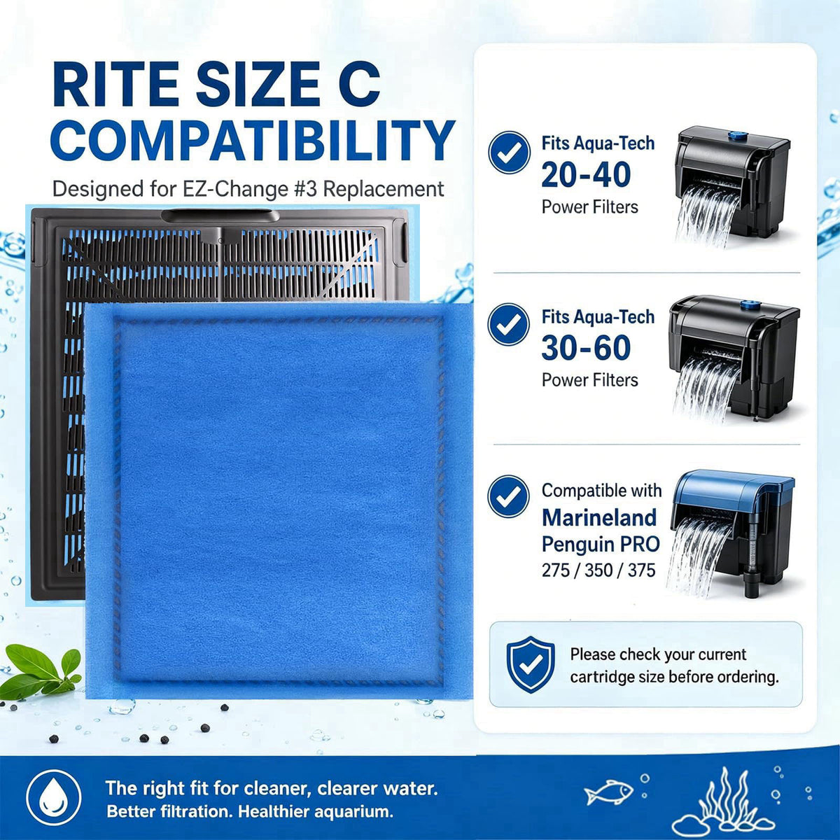 Gekufa Aquarium Filter Cartridges Compatible with Aqua-Tech 20-40 & 30-60 Gallon – close-up detail in BLUE