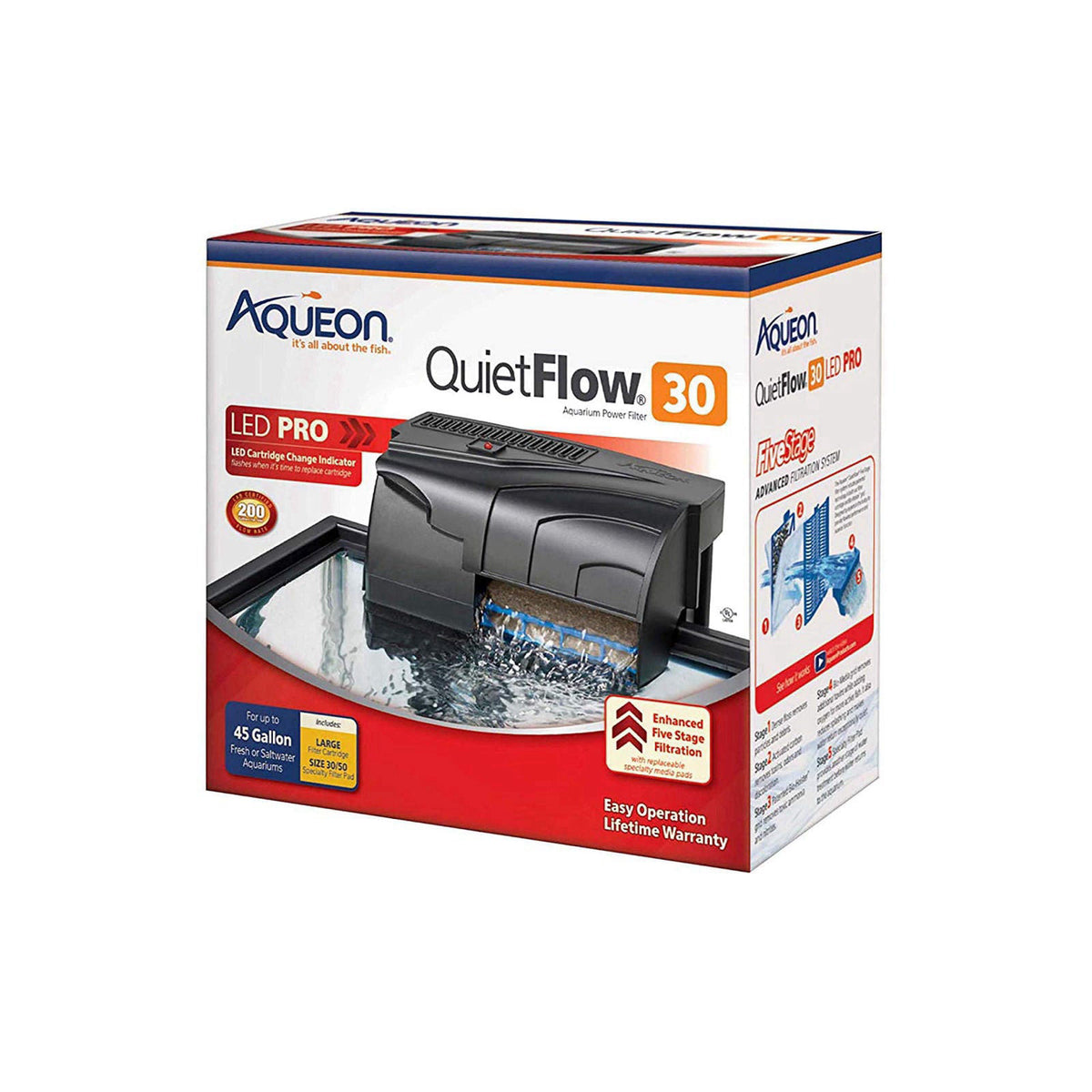 Aqueon QuietFlow 30 LED PRO Aquarium Fish Tank Power Filter For Up To 45 Gallon Aquariums – product photo (Filters)