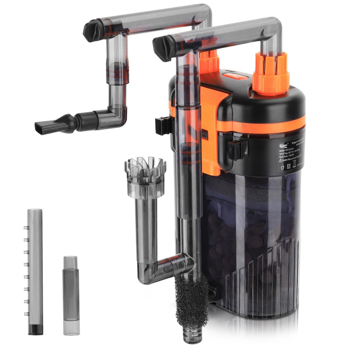 hygger External Hang-On-Back Canister Aquarium Filter,Quiet Fish Tank Filter with 3-Stage Filtration,Anti-Dry Burn Motor