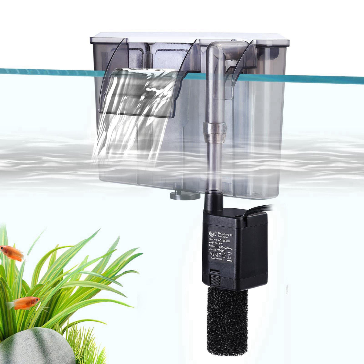 AQQA Quiet 20-30 Gallon Fish Tank Filters, Hang on Back Aquarium Filter – product photo (Filters)