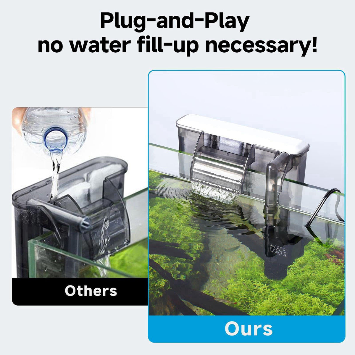 AQQA Quiet 20-30 Gallon Fish Tank Filters, Hang on Back Aquarium Filter – packaging and label