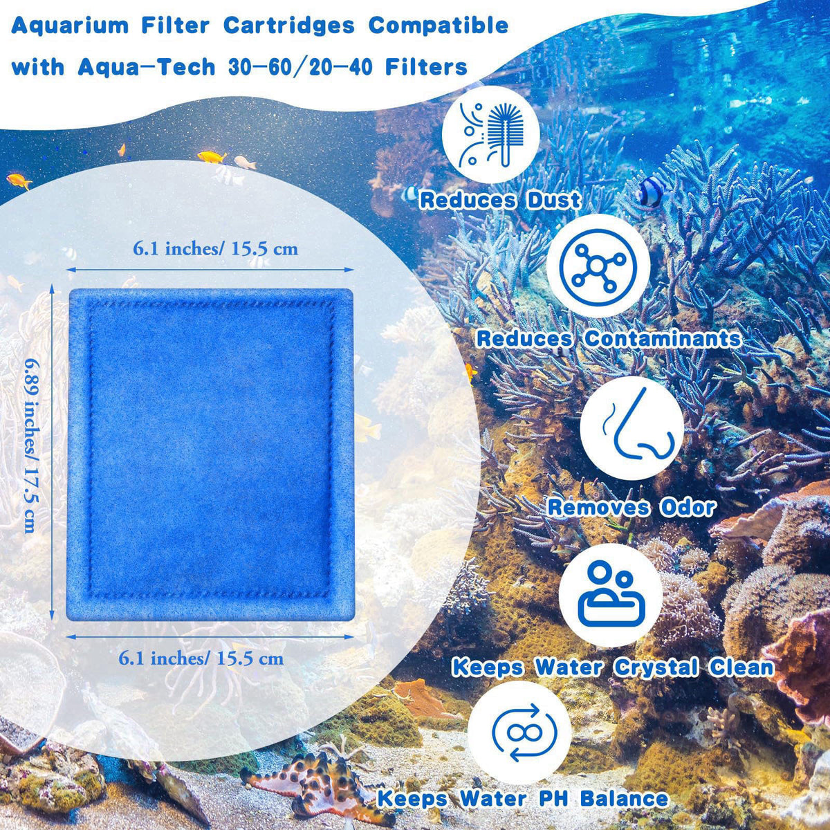 Preboun Aquarium Filter Cartridge Compatible with Aquatech Ez Change #3 Fish Tank Filter Cartridge Compatible with Aquat