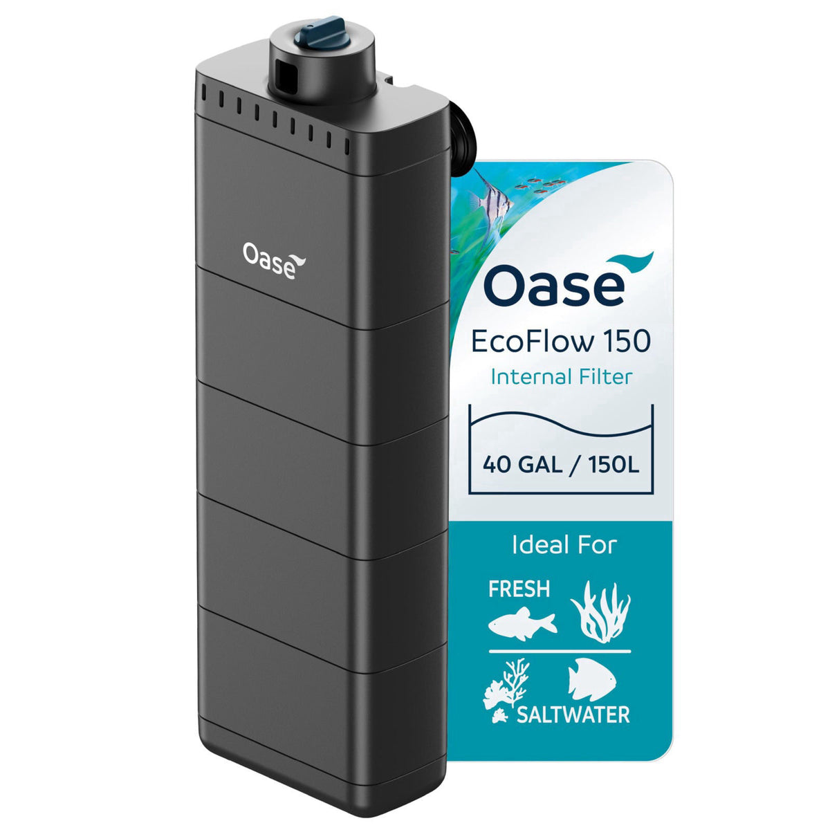 Oase EcoFlow 150 Internal Aquarium Filter – Quiet Submersible Multi-Stage Filter (Biological & Mechanical), Custom Flow,