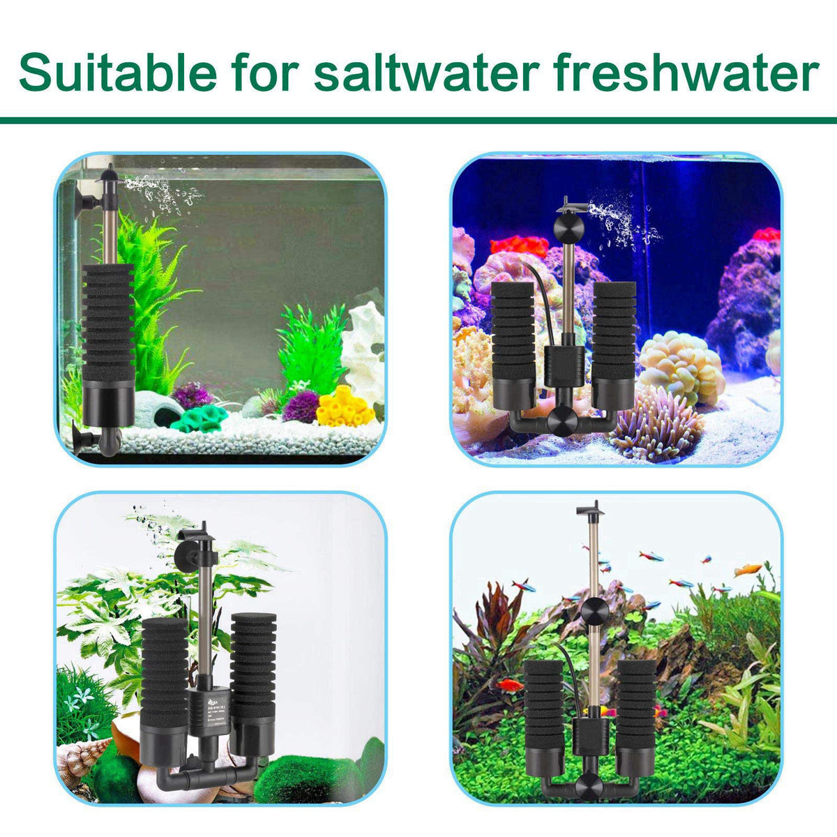 AQQA Electric Sponge Filter for Aquarium, 10-40 Gallon Fish Tank Filter, 3W – alternate angle