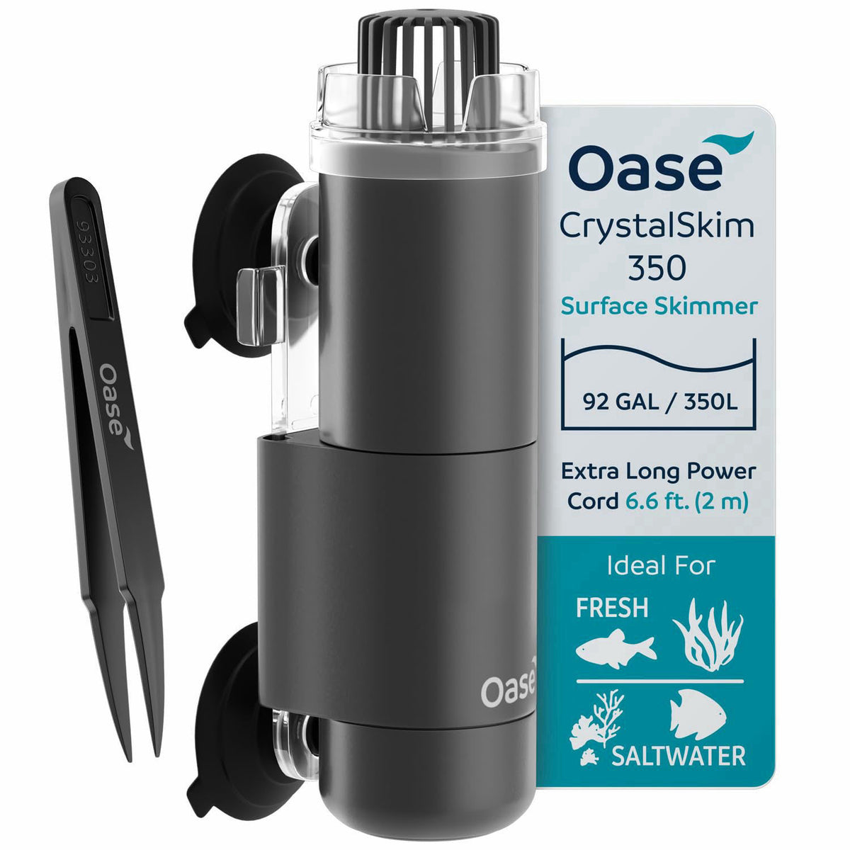 OASE CrystalSkim 350 Surface Skimmer for Freshwater and Marine Aquariums – Compact Internal Filter for Film Oil and Debr