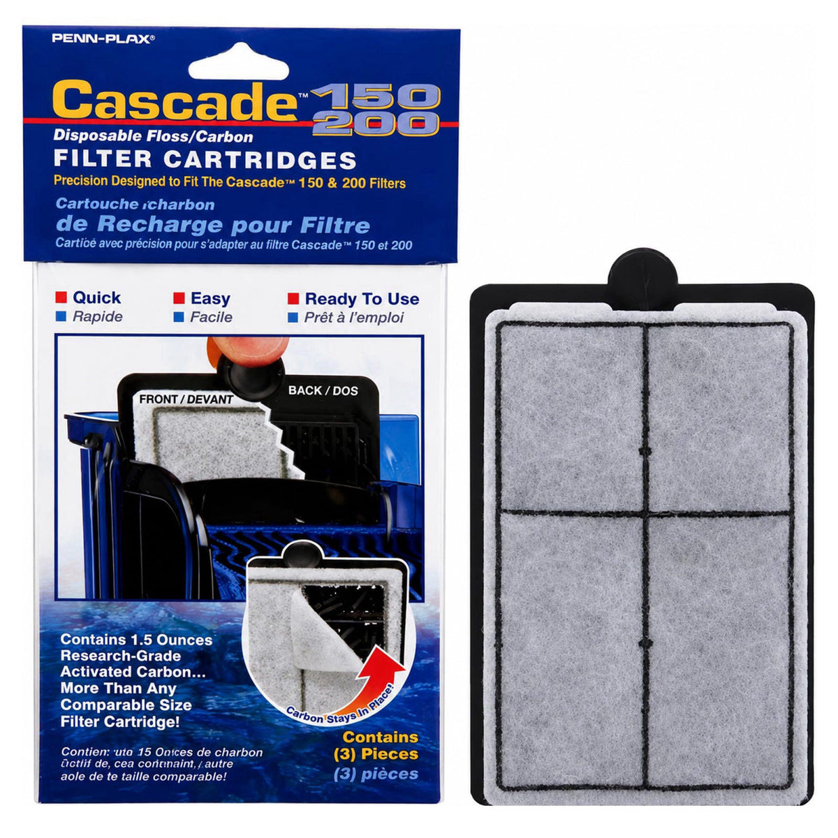 Penn-Plax Cascade 300 GPH Hang On Filter Replacement Media 3 Pack ‎10x3x7in – product photo (Filter Accessories)