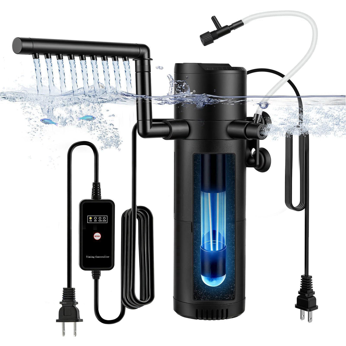 hygger 25W Aquarium U-V Internal Filter with Timer for 30–130 Gal Tanks – product photo (Filters)