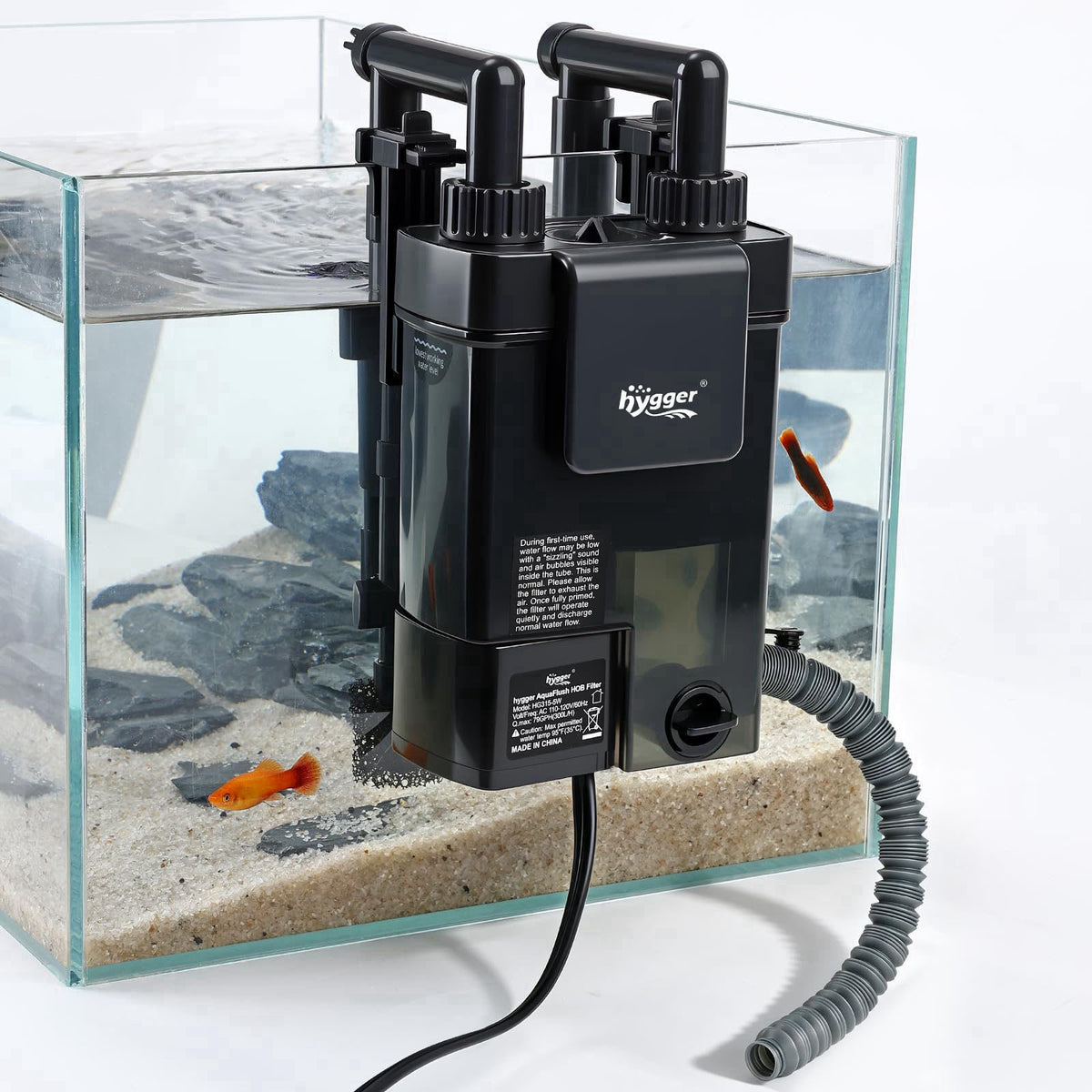 hygger Hang-On-Back Aquarium Filter with Debris Collection Chamber,Ultra Quiet Multi-Stage Filtration System Fish Tank F