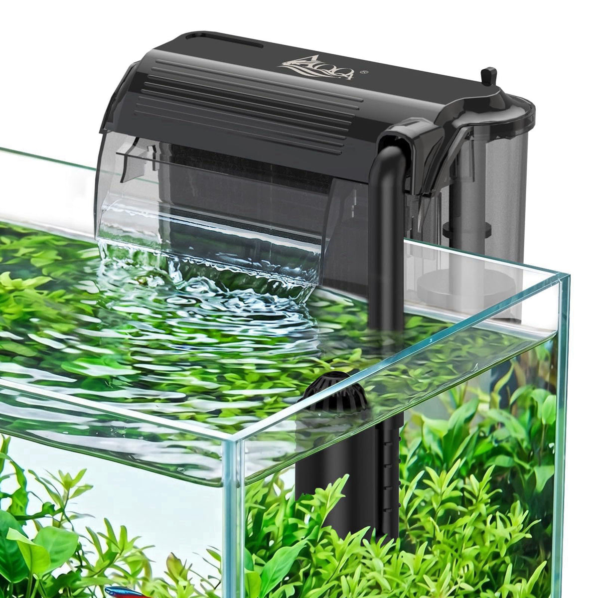 AQQA Aquarium Hang on Back Filter Slim Quiet HOB Power Filter for Fish Tank – 4-30 Gallon 5-120 Gallon 5-110 Gallon 5-55