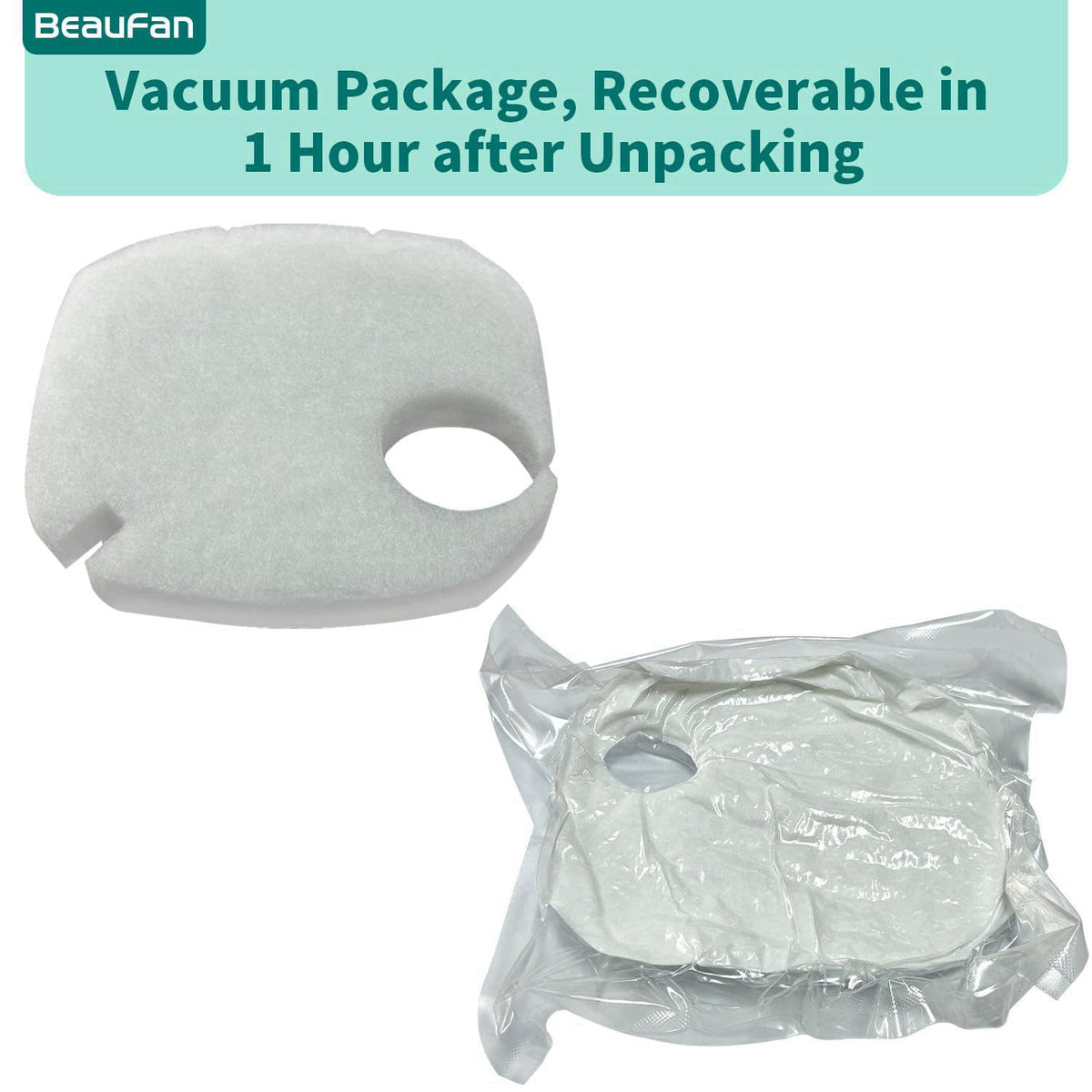 beaufan All-in-One Replacement Filter Set for Pondforse & AMOSIJOY Aquarium Filters – back view and specifications