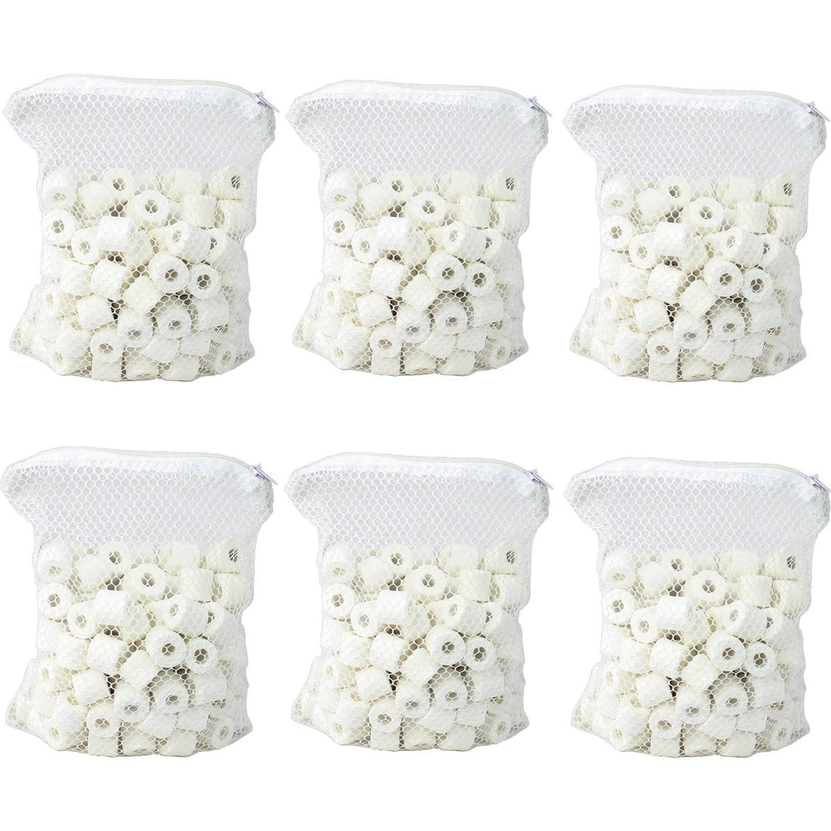AQUANEAT Bio Ceramic Rings 6 lbs Aquarium Sump Filter Media Fish Tank Koi Pond Canister Filter Media in 6 Free Mesh Bags