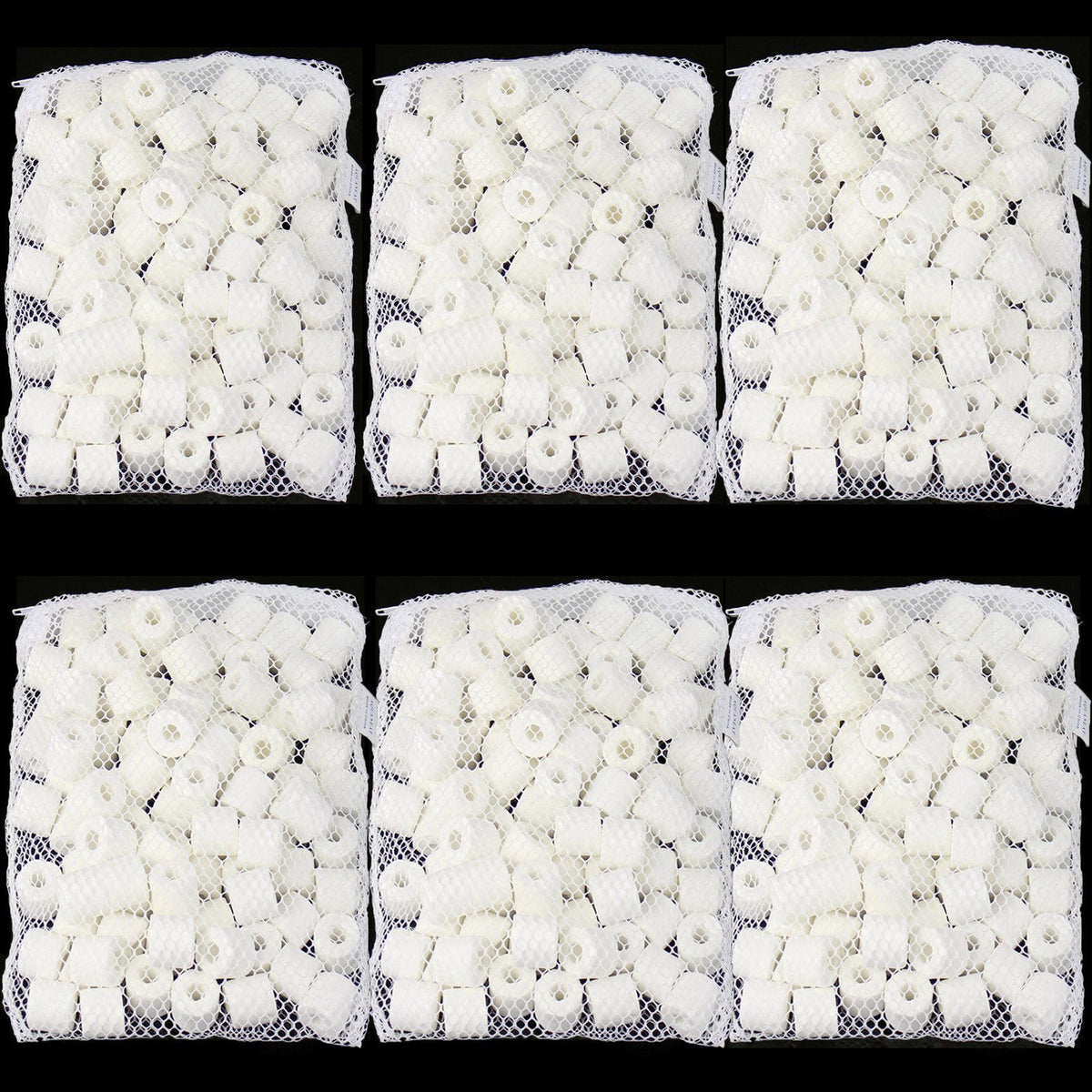AQUANEAT Bio Ceramic Rings 6 lbs Aquarium Sump Filter Media Fish Tank Koi Pond Canister Filter Media in 6 Free Mesh Bags