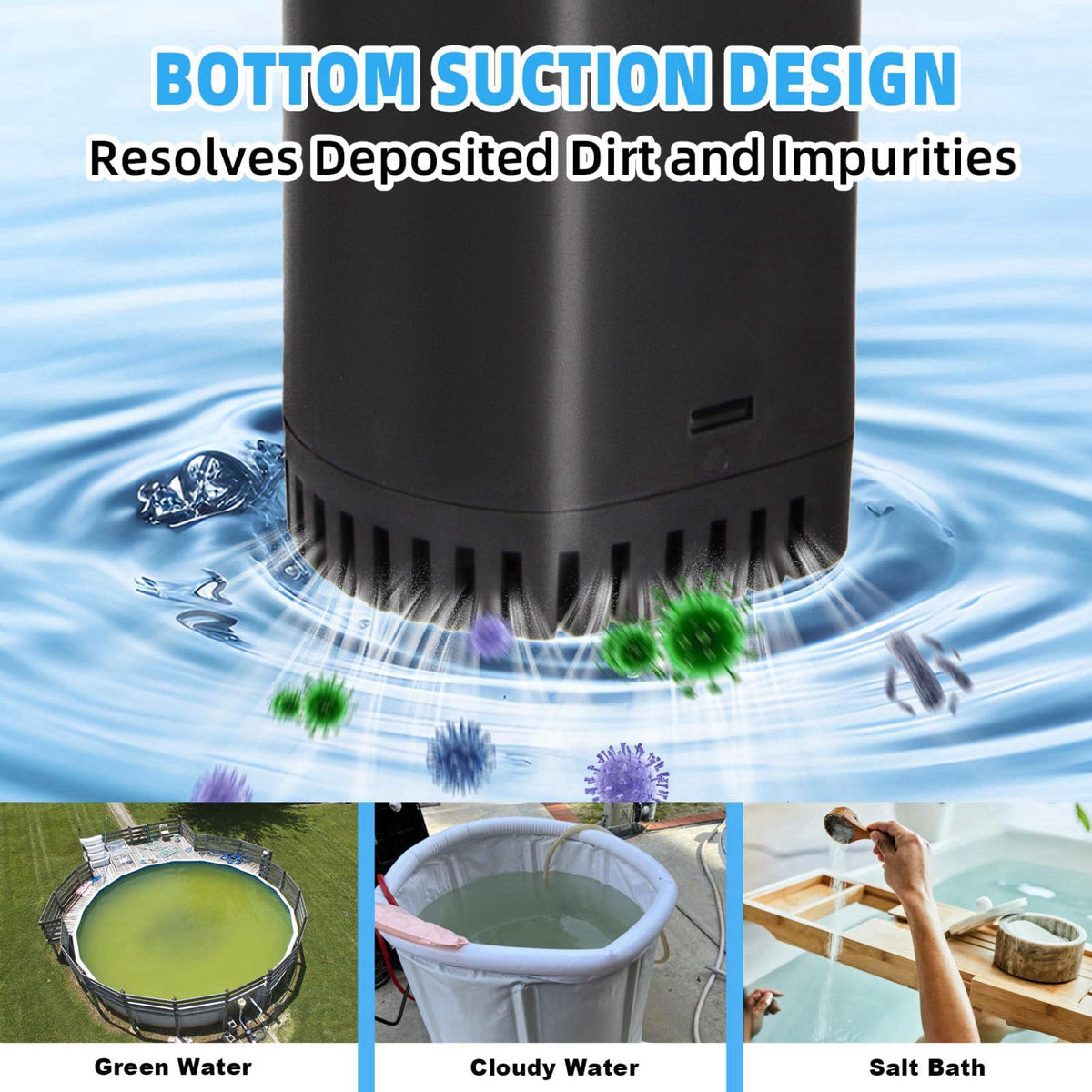 coospider-repta 400GPH UV Aquarium Filter for 55-150 Gallon Fish Tank Algae Control – back view and specifications