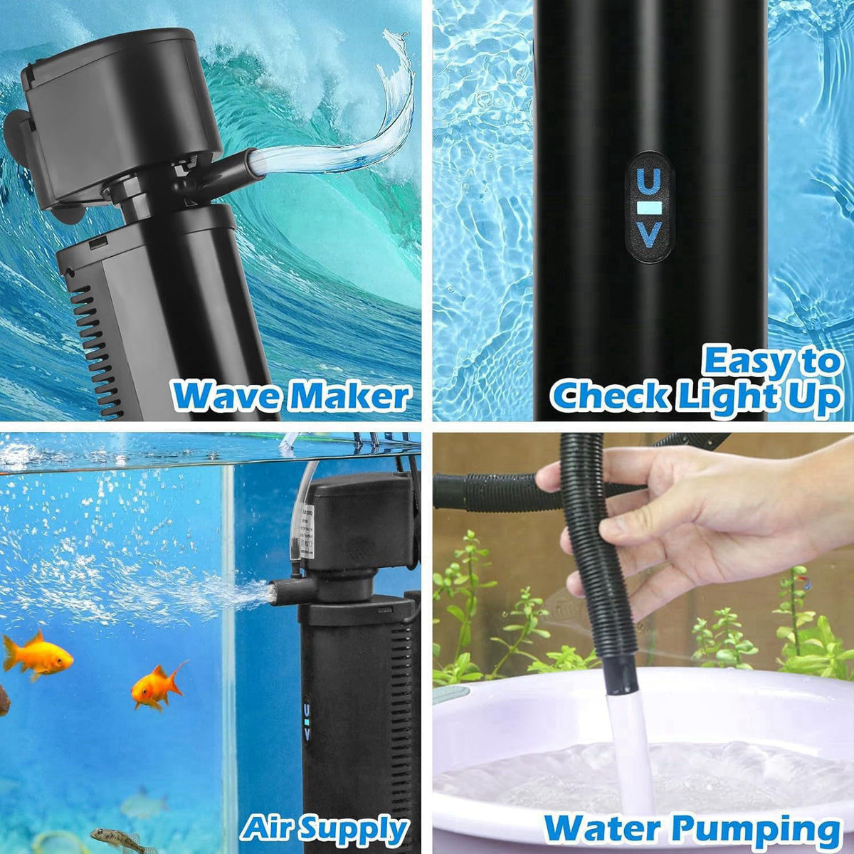 TARARIUM U-V Aquarium Filter for Fish Turtle Tank,Large fit 40-155Gal – full view
