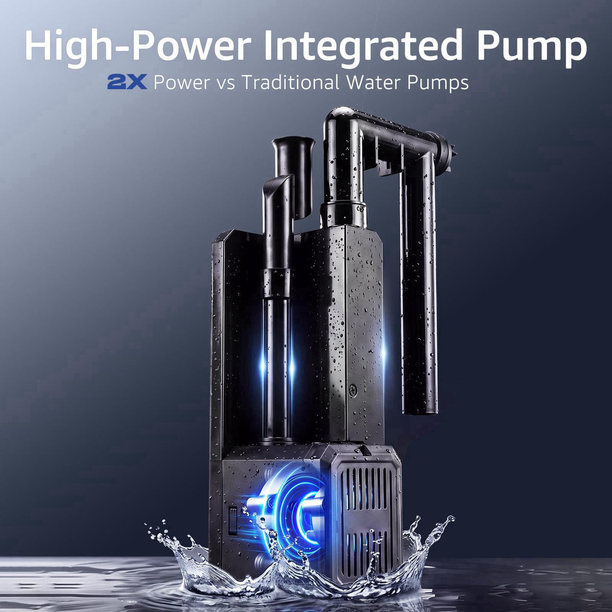 Veehoo Large Hang on Back Aquarium Filter High Flow 396 GPH up to 80 Gallon – back view and specifications