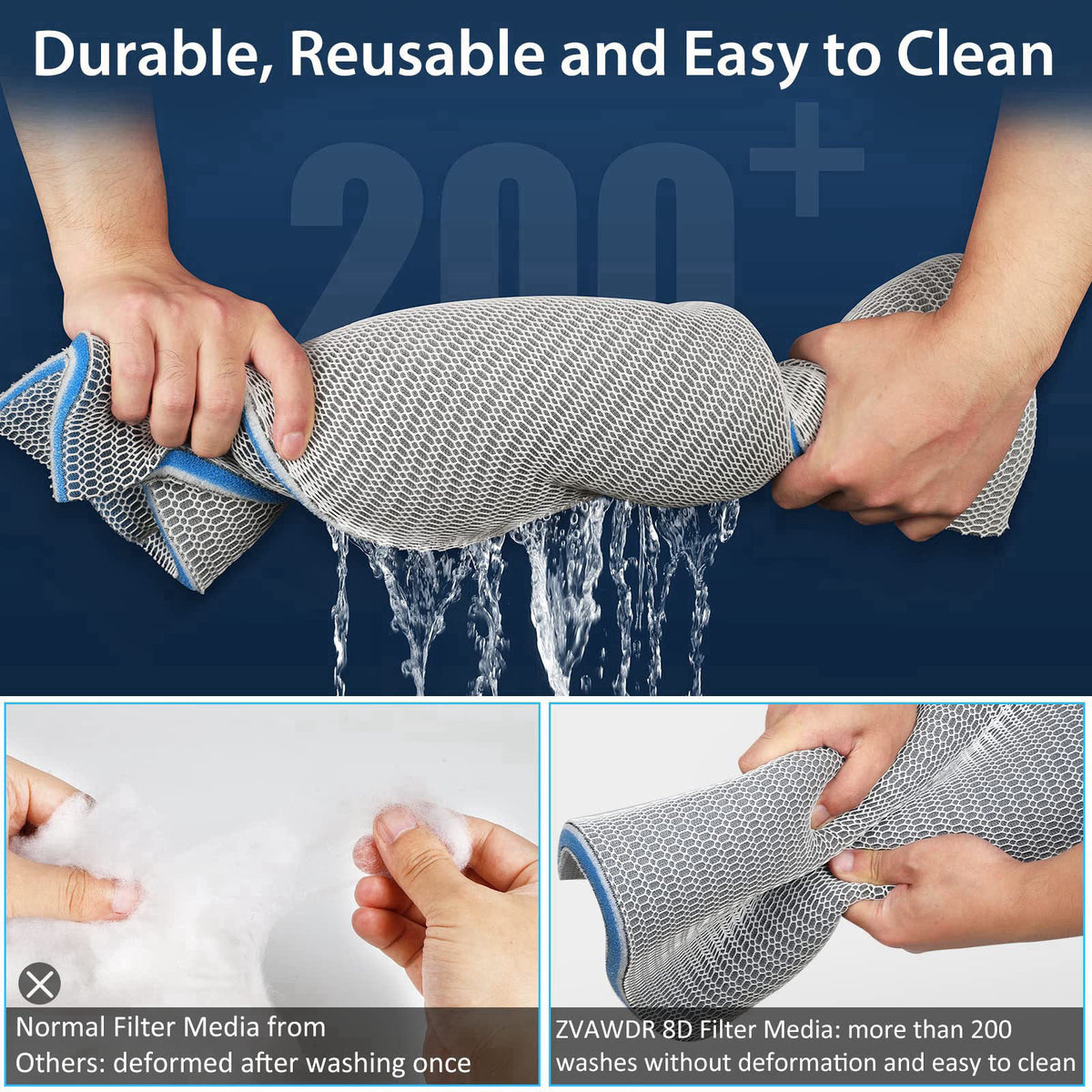 ZVAWDR Aquarium Filter Media, Upgraded 8-Layer Filter Sponge Pad for Fish Tank and Pond, Super Filtering Effect, Cut to 