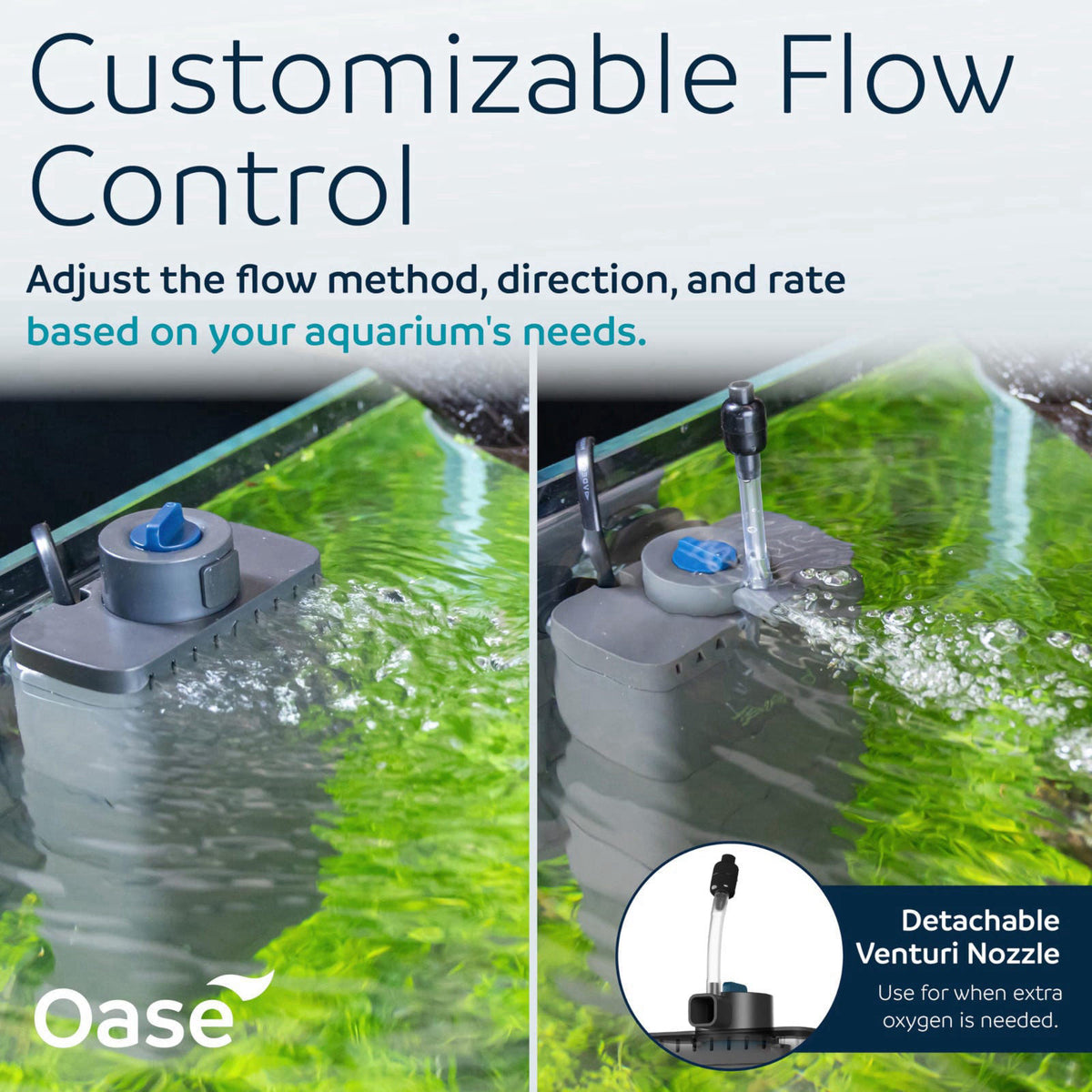 Oase EcoFlow 60 Internal Aquarium Filter – Quiet Submersible Multi-Stage Filter (Biological & Mechanical), Custom Flow, 