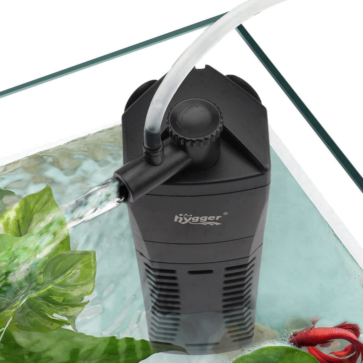 hygger Aquarium Internal Filter, 170GPH Silent Power Filter for 15-30 Gallon Corner Installation, Triple Filtration with