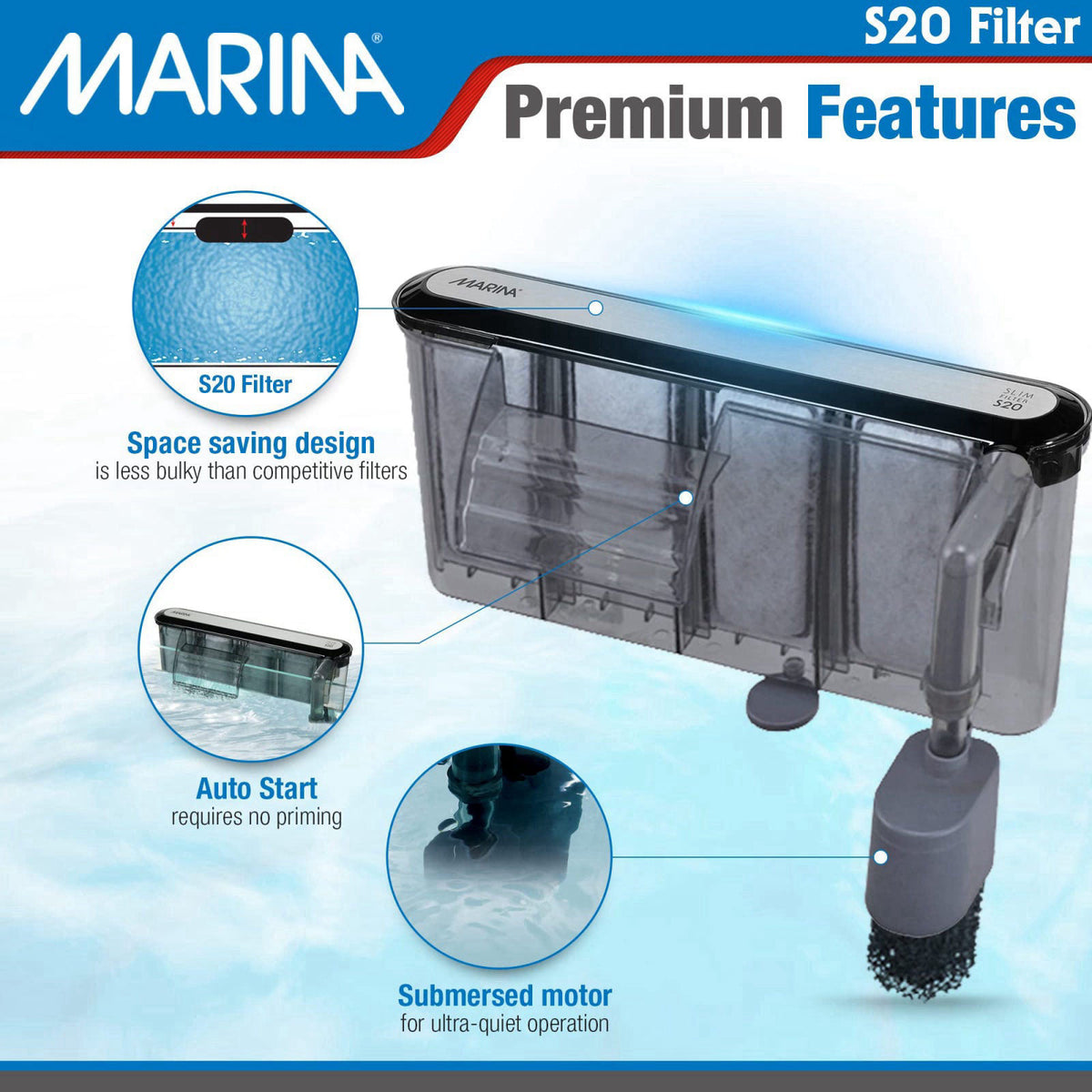 Marina S20 Power Filter,Grey – packaging and label