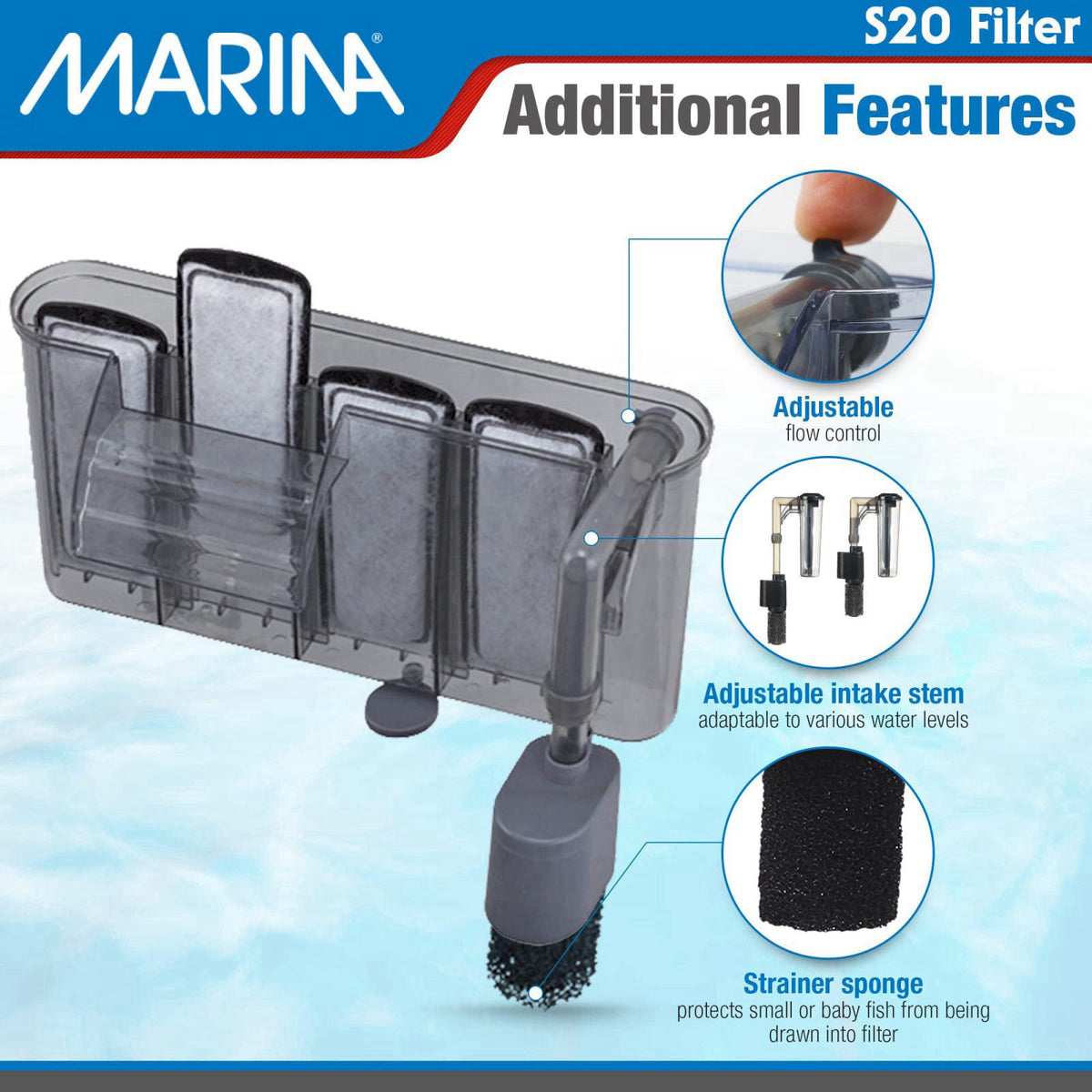 Marina S20 Power Filter,Grey – full view