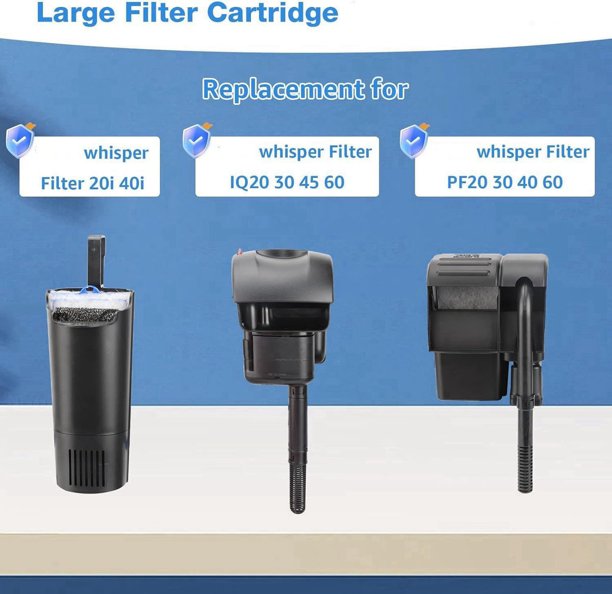 xbbwmrs 12-Pack Large Aquarium Filter Cartridges Compatible with Whisper Bio-Bag Power Filters - Assembled – close-up de