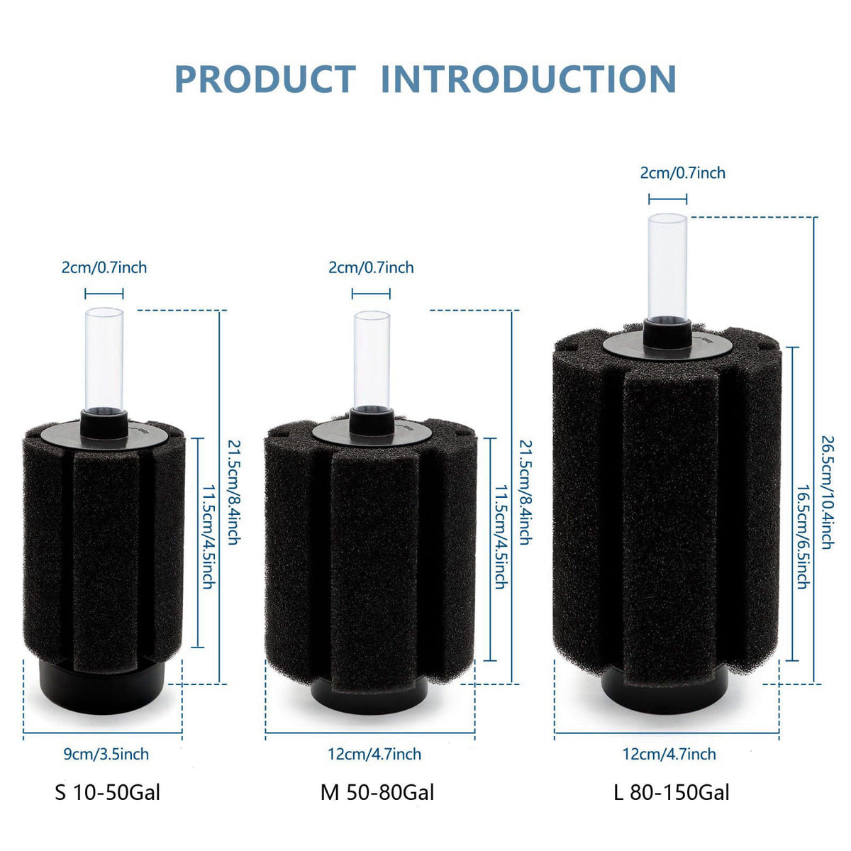DVHEY 70-80 Gal Aquarium Sponge Filter with Air Stone, Ceramic Filter Media – alternate angle