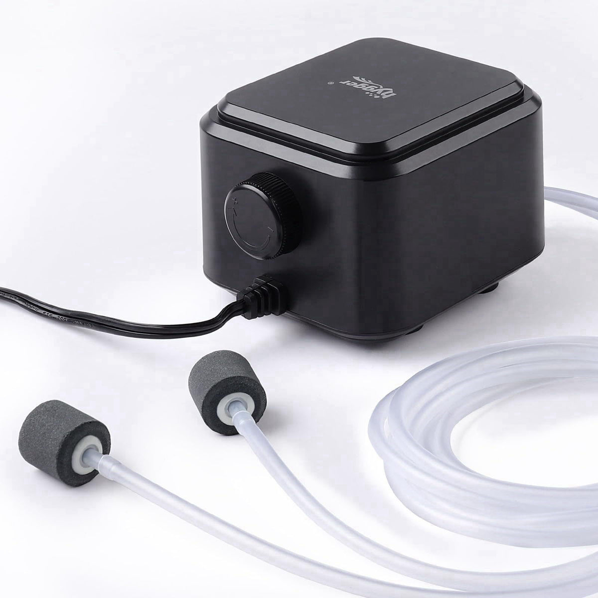 hygger Quiet <30dB Aquarium Air Pump, Adjustable Low Decibel Oxygen Fish Tank Pump 2 Air Outlets Ultra Silent Powerfu
