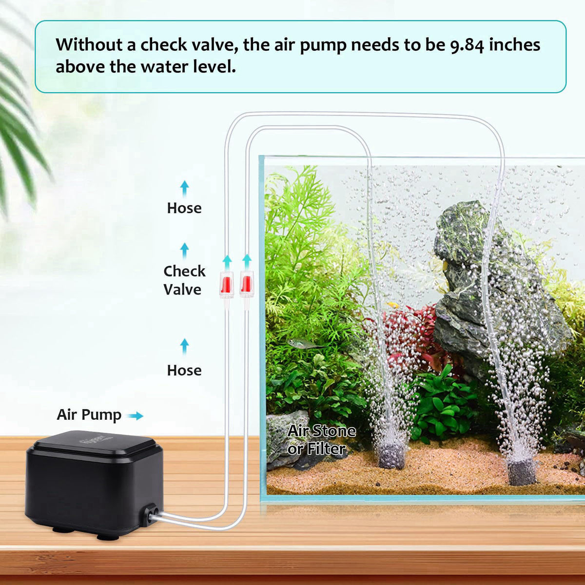 hygger Quiet <30dB Aquarium Air Pump, Adjustable Low Decibel Oxygen Fish Tank Pump 2 Air Outlets Ultra Silent Powerfu