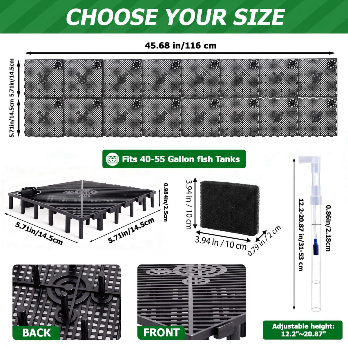 Sieral Undergravel Aquarium Filter for 40-55 Gallon Fish Tanks, 16 Plates – product photo (Filter Accessories)