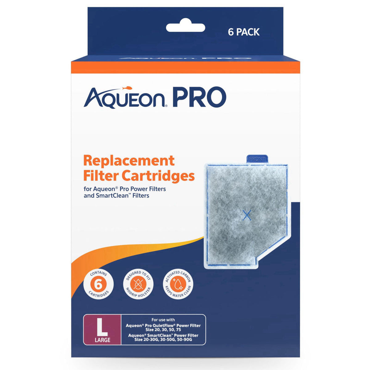 Aqueon PRO Genuine Replacement Filter Cartridges Large 6 Pack