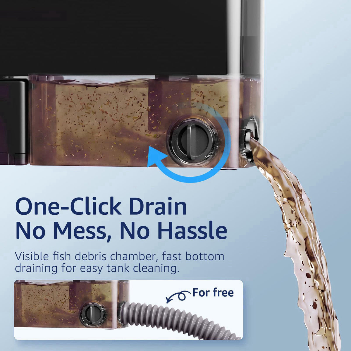 Veehoo Hang on Back Aquarium Filter with One-Touch Drain for Tank 3-10 Gal – close-up detail