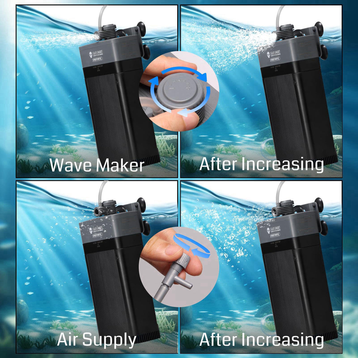 SainSmart XpertMatic Aquarium Filter 220GPH, Submersible Powerful Pump for 20-50 Gal – alternate angle