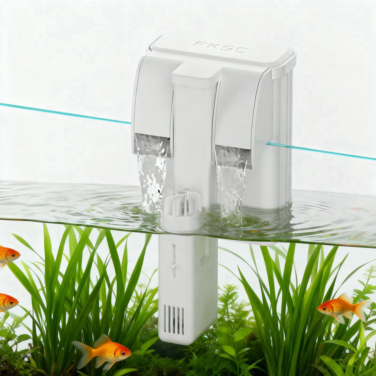 FKSC Hang On Back Aquarium Filter for 5–20 Gallons Fish Tanks, 3-Stage Multi-Stage Filtration with Surface Skimmer, Ultr