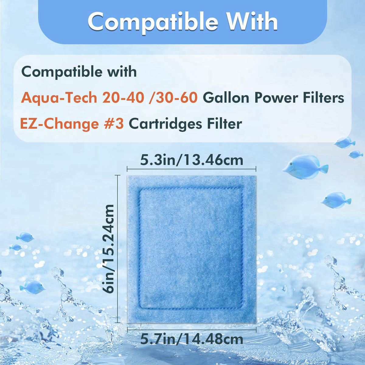 Yonice Aquarium Filter Cartridge Compatible with Aqua-Tech 30-60/20-40 Gal Filters – close-up detail in Blue Blue Blue B