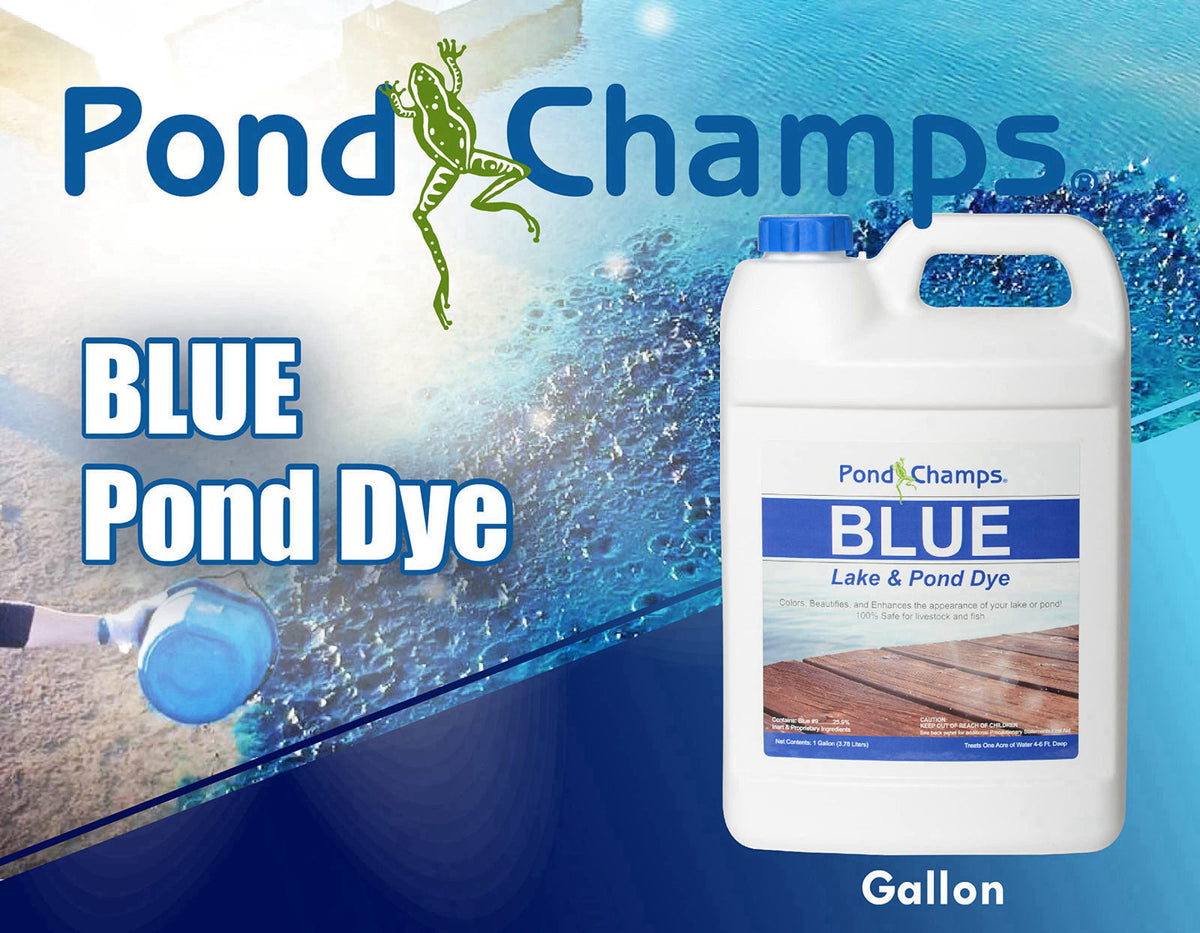 Pond Champs Blue Lake and Pond Dye - One Gallon of Professional Lake & Pond Dye - Treats Up to 1 Acre - Royal Blue Color