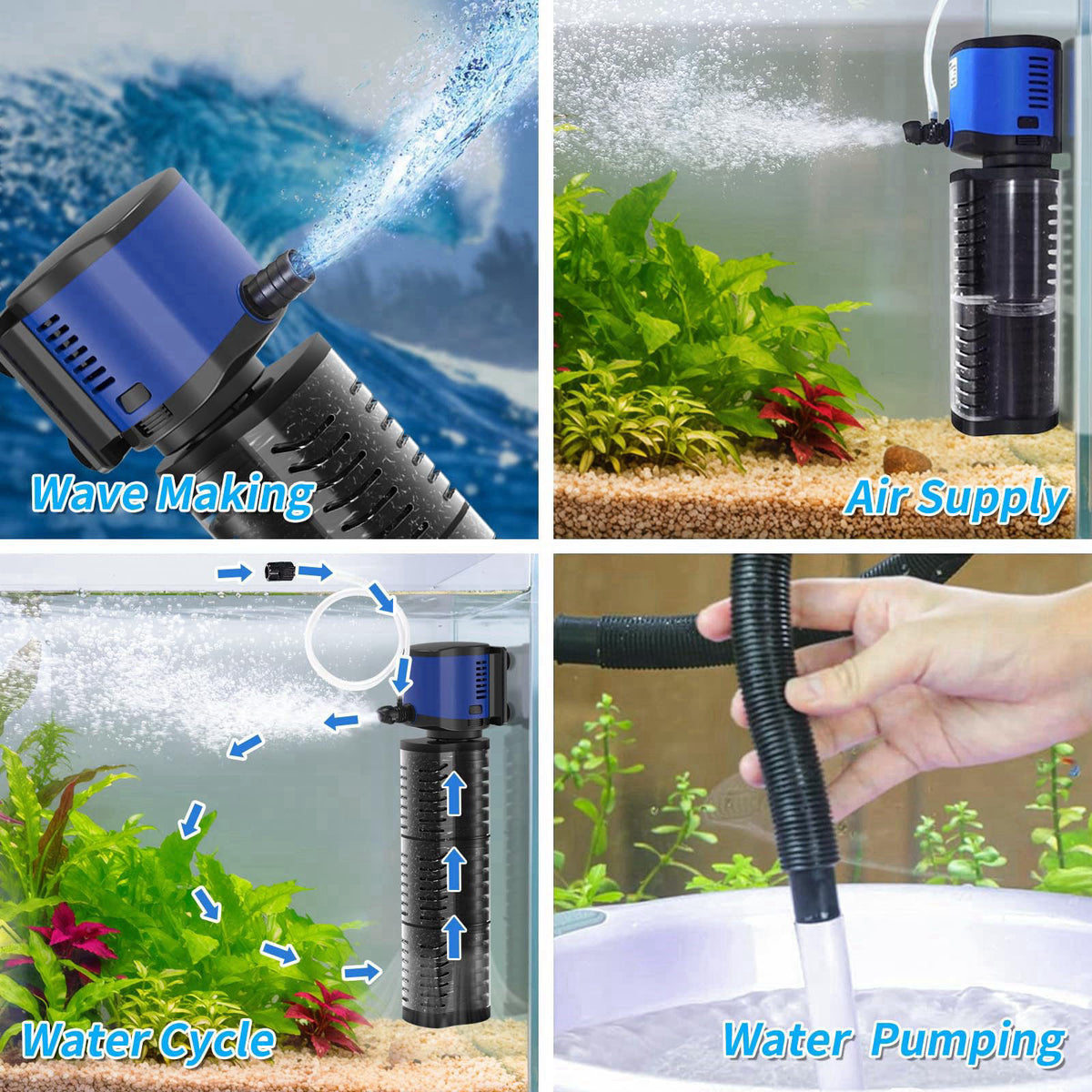 TARARIUM Aquarium Filter for Fish Tank, 4-in-1, Extra Large fit 75-300gal – back view and specifications