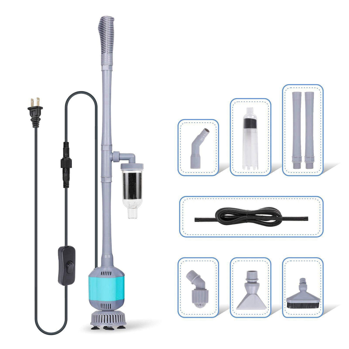 hygger 360GPH Electric Aquarium Gravel Cleaner, 5 in 1 Automatic Fish Tank Cleaning Tool Set Vacuum Water Changer Sand W