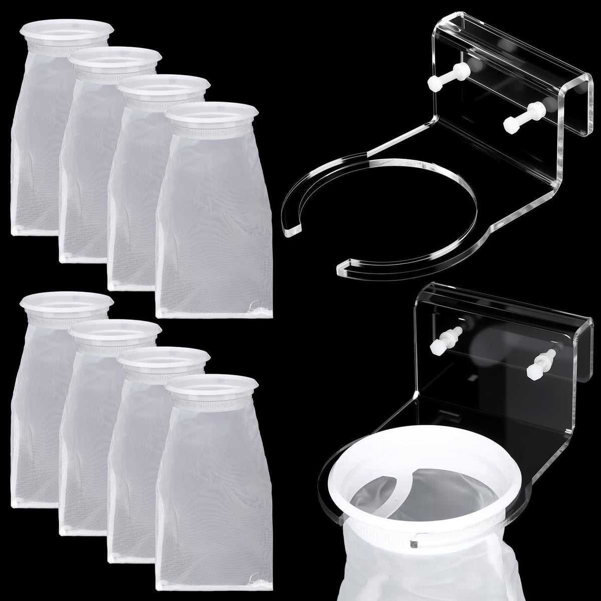 Ninehaoou 8 Pcs 4 Inch Filter Socks with Holder for Aquarium Pre Sump – product photo (Filter Accessories)