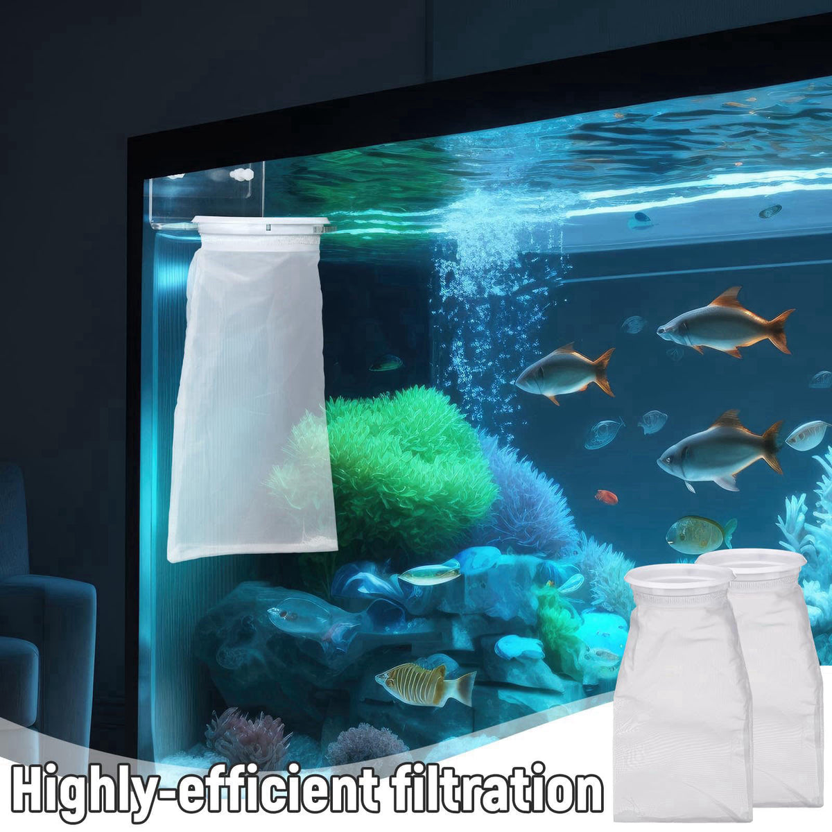 Ninehaoou 8 Pcs 4 Inch Filter Socks with Holder for Aquarium Pre Sump – full view