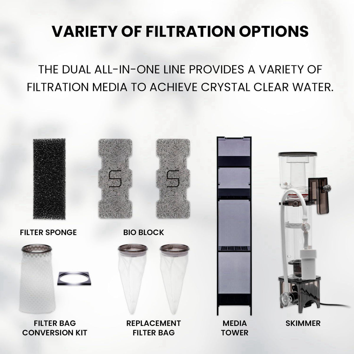 Ultum Nature Systems Dual Rimless Aquarium Media Tower - Freshwater & Saltwater Multi-Chamber AIO, Built-in Filter for N