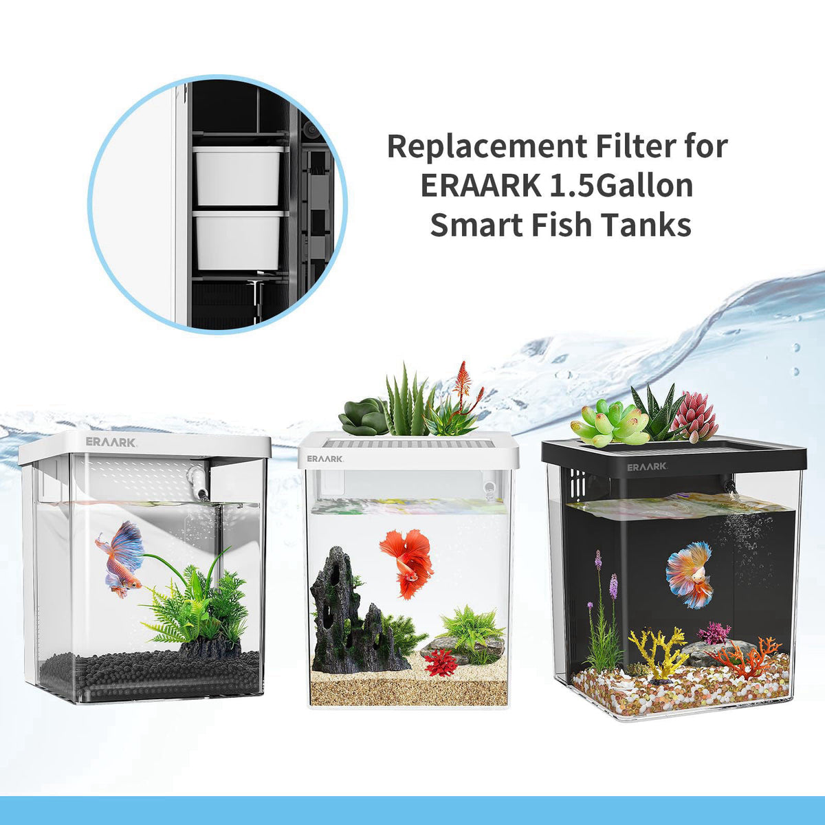 ERAARK Filter Media Replacement Physical Filter cartridges smart Fish Tank 4-Pack (4pack Physical Filter) – packaging an