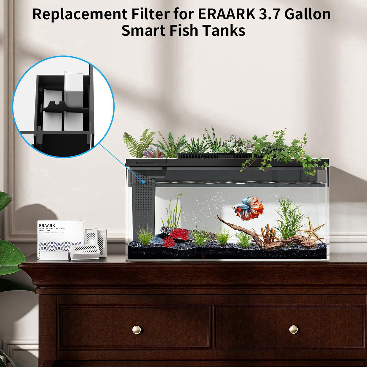 ERAARK Filter Media Replacement Physical Filter cartridges smart Fish Tank 4-Pack (4pack Physical Filter) – full view
