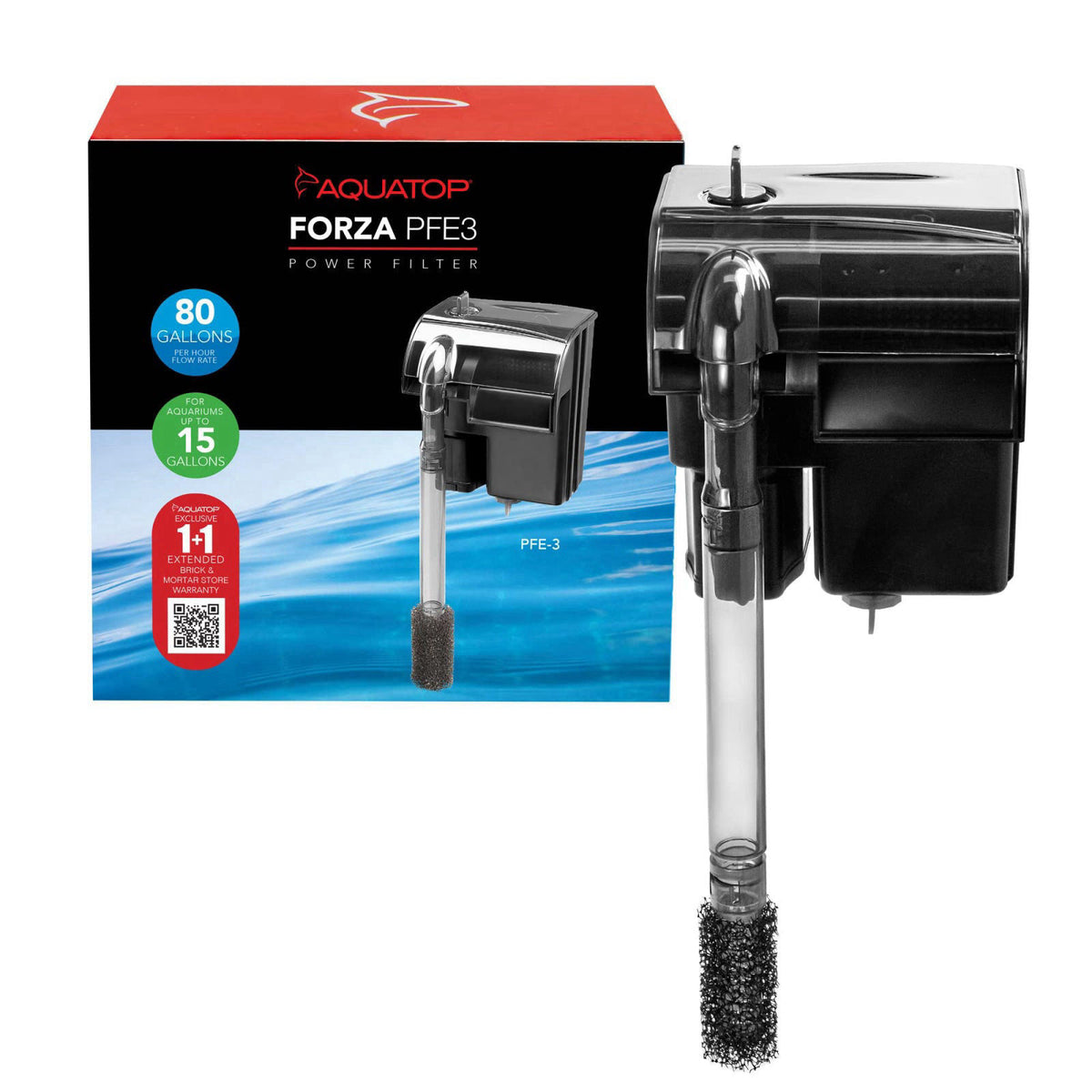 Aquatop Forza 80 GPH Power Filter for Aquariums –15-25 Gal Freshwater & Saltwater – Advanced Filtration Design – Keeps W
