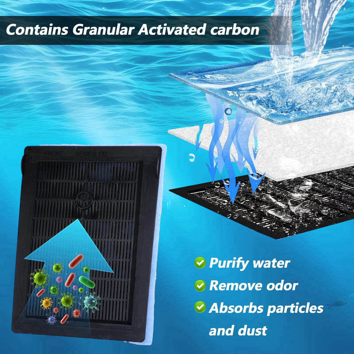 zisiueel 16Pcs 10-20 Gallon Aquarium Filter Replacement Compatible with EZ-Change #2 – packaging and label
