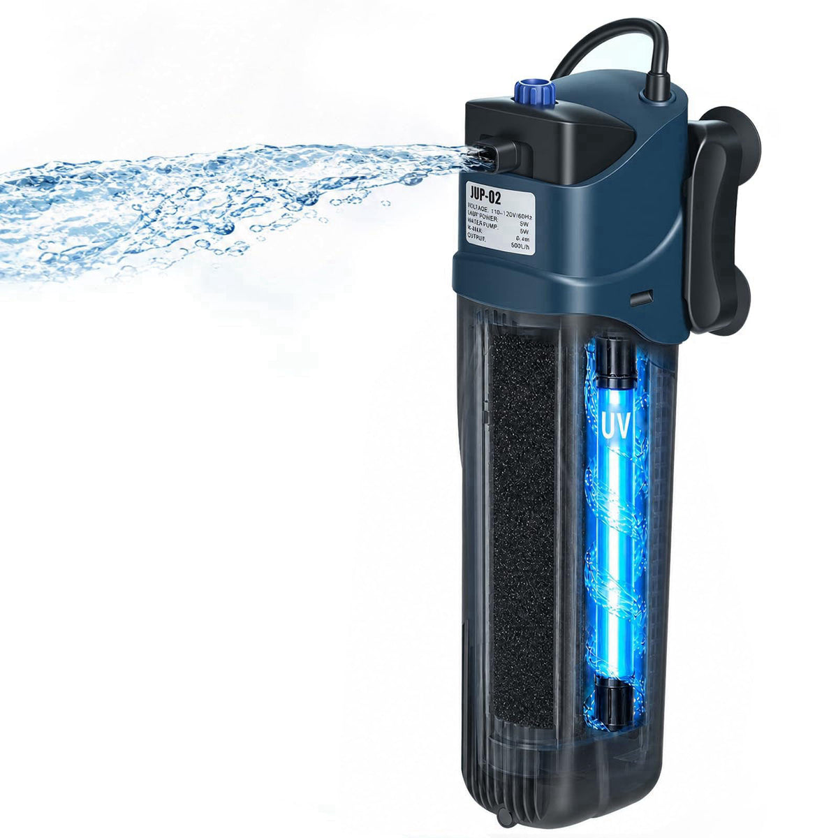 COOSPIDER Fish Tank Filter U-V Submersible Aquarium Filter 132GPH – product photo (Filters)