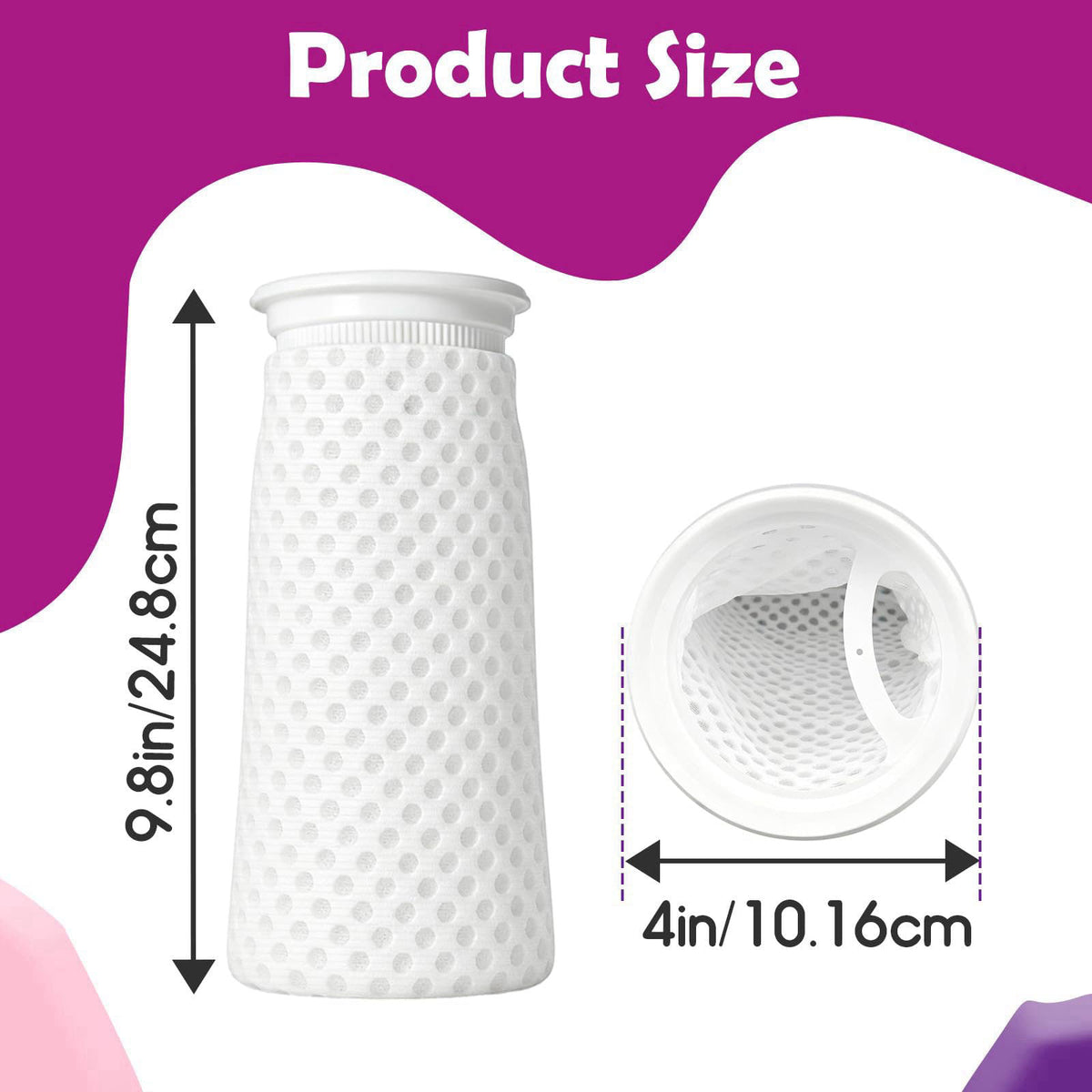 Bookiq 30 Pcs 4 Inch 150 Micron Filter Socks, Ring Honeycomb – packaging and label