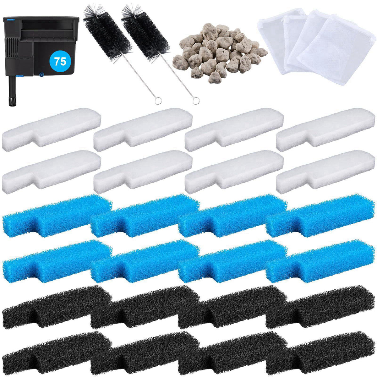 Threlaco 31 Pcs Filter Media Kit, Compatible with Seachem Tidal 75