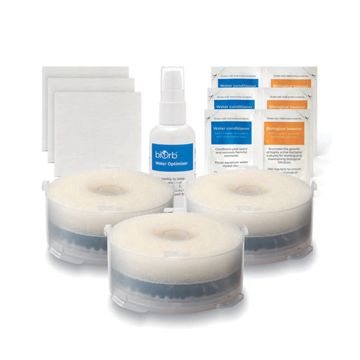 biOrb Service Kit x3 Plus Water Optimizer with 3 Service Kits, 3 Cleaning Pads, and Water Optimizer