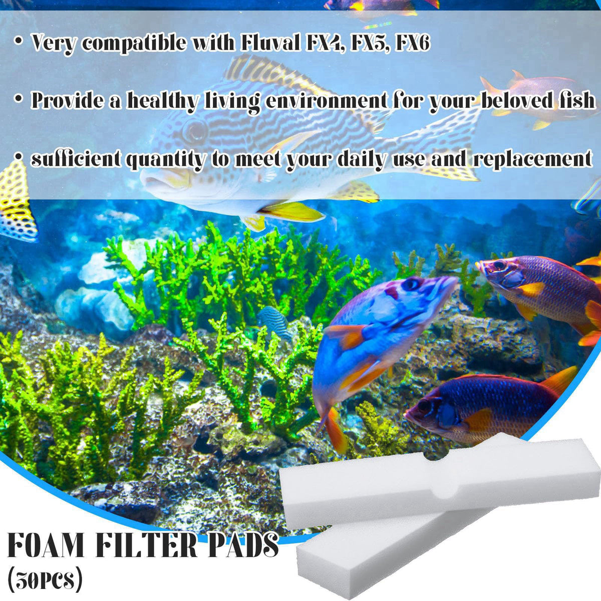 Ziliny 30 Packs Aquarium Foam Filter Media Filter Pads Replacement Parts – full view